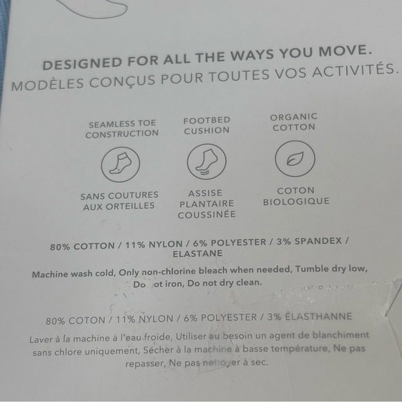 NWT Athleta Colorblock Everyday Crew Sock in Mist Blue Medium/Large Women’s New - Picture 4 of 7